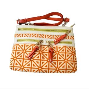 NWOT new Spartina 449 daufuskie island leather linen crossbody bag orange